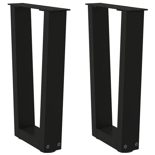 2 db fekete, V-alakú acél dohányzóasztal láb 28 x (42-43,3) cm