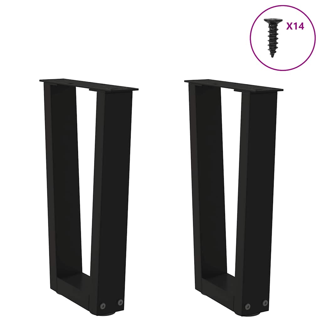 2 db fekete, V-alakú acél dohányzóasztal láb 28 x (42-43,3) cm