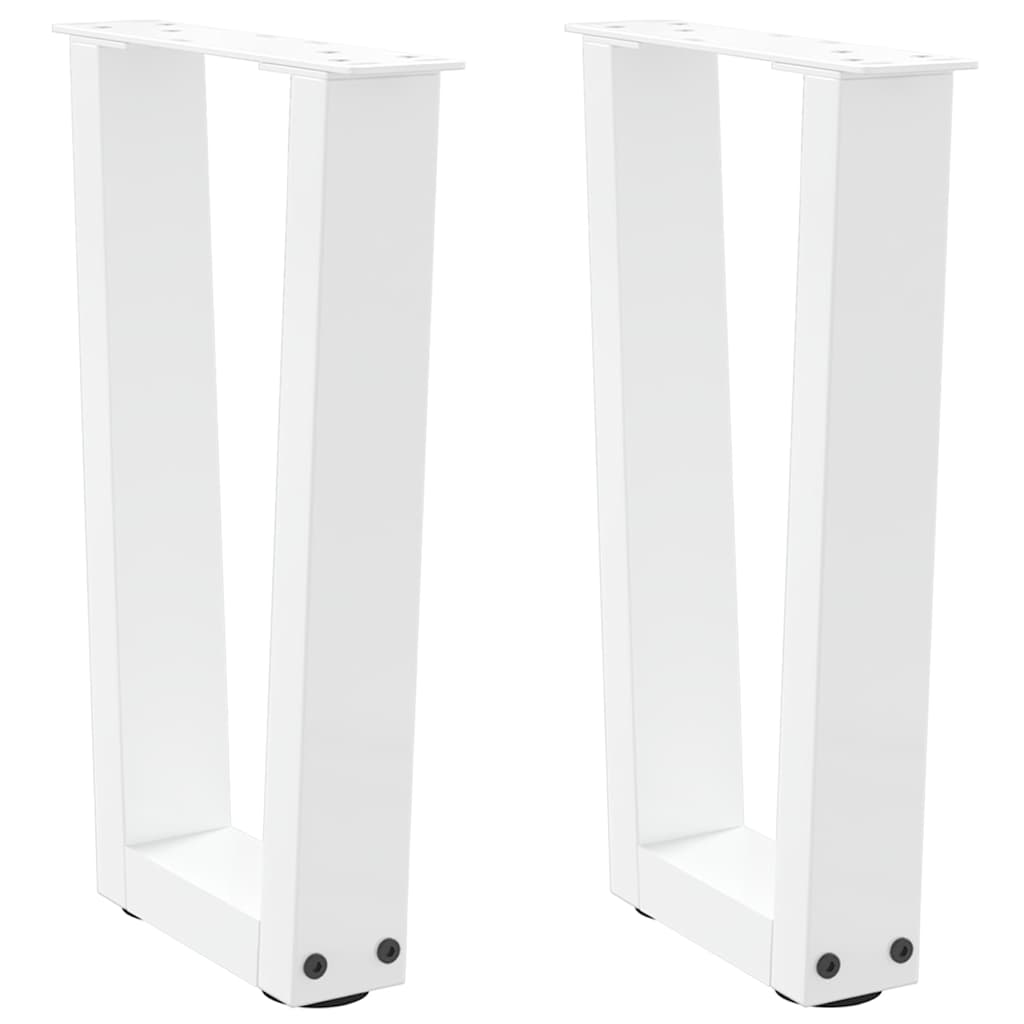 2 db fehér, V-alakú acél dohányzóasztal láb 28 x (42-43,3) cm