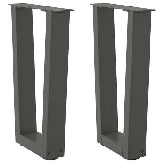 2 db antracitszürke, V-alakú acél dohányzóasztal láb 28 x (42-43,3) cm