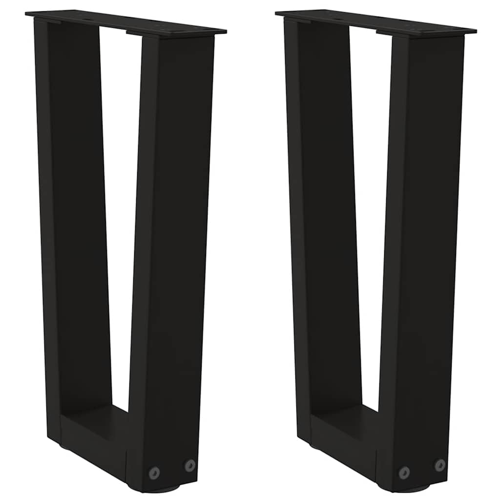 2 db fekete, V-alakú acél dohányzóasztal láb 38 x (42-43,3) cm