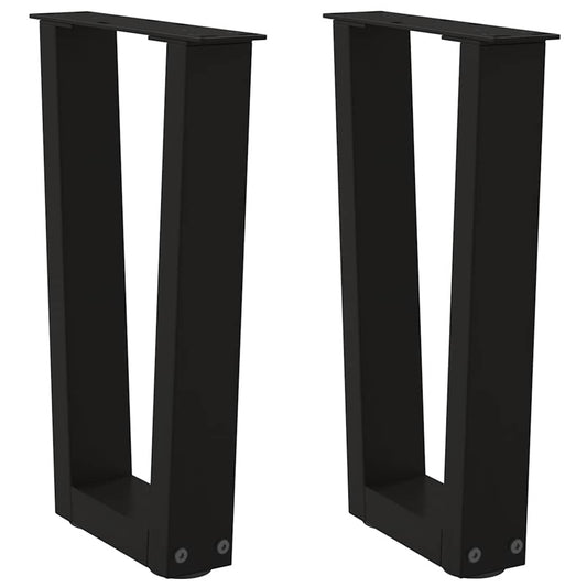 2 db fekete, V-alakú acél dohányzóasztal láb 38 x (42-43,3) cm