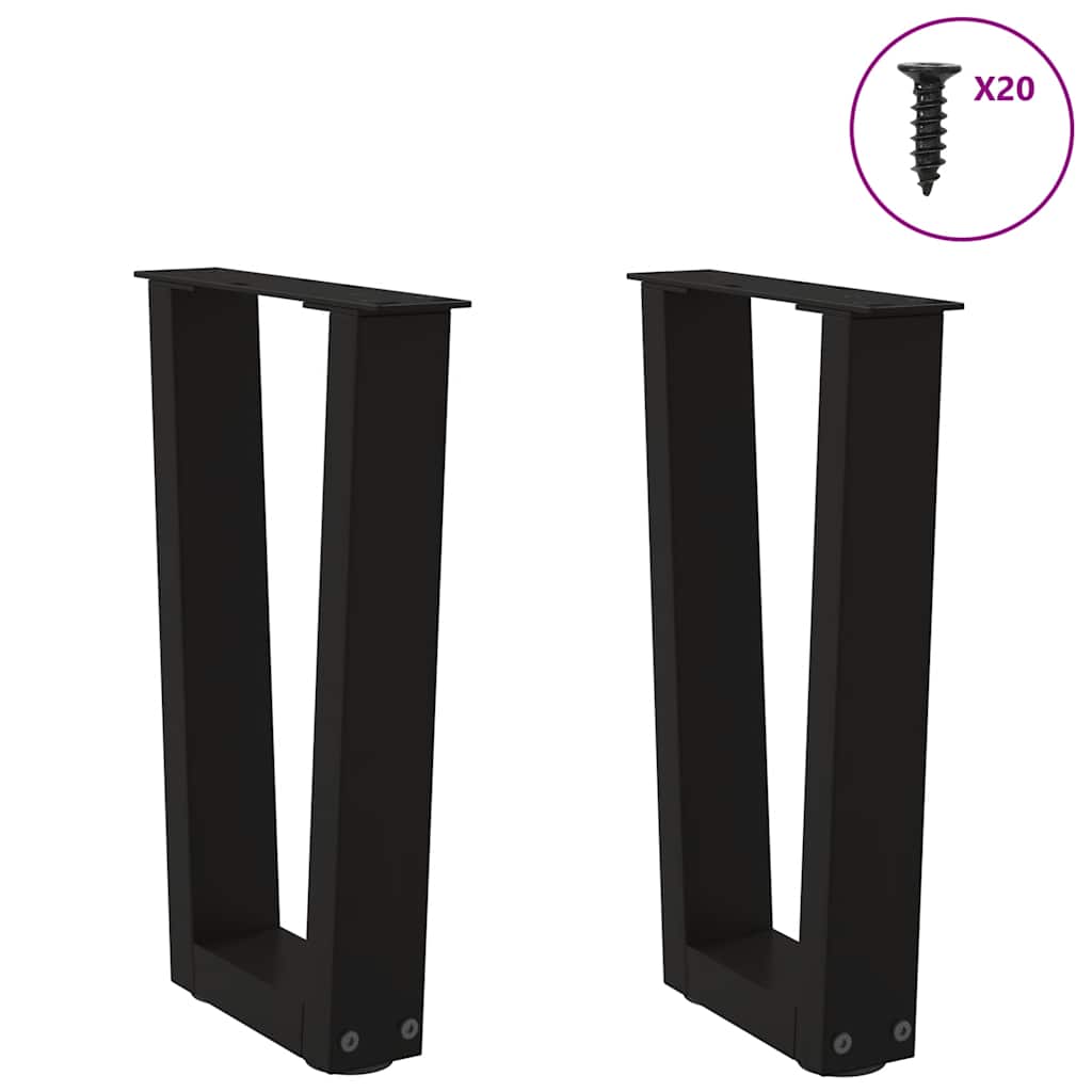 2 db fekete, V-alakú acél dohányzóasztal láb 38 x (42-43,3) cm