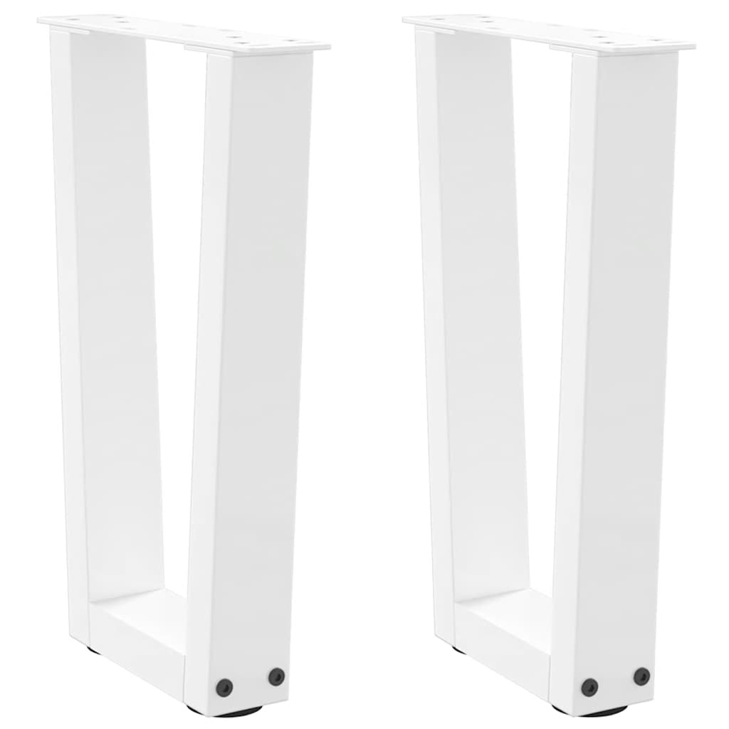 2 db fehér, V-alakú acél dohányzóasztal láb 38x(42-43,3) cm