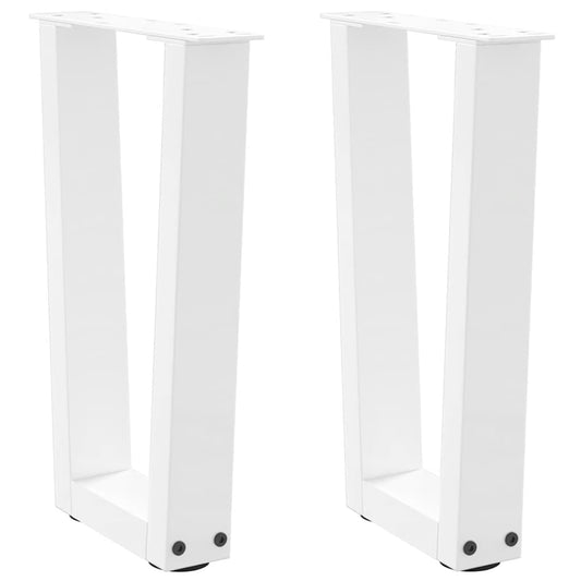 2 db fehér, V-alakú acél dohányzóasztal láb 38x(42-43,3) cm