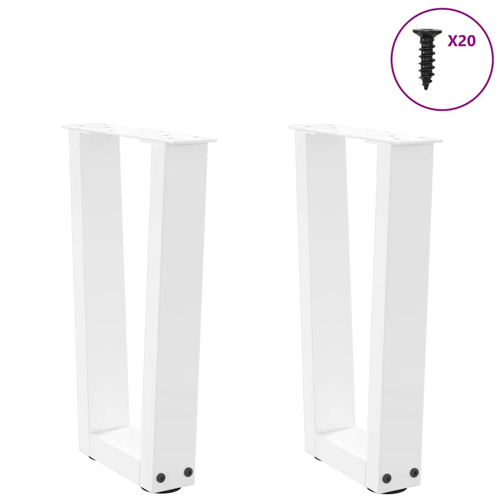 2 db fehér, V-alakú acél dohányzóasztal láb 38x(42-43,3) cm