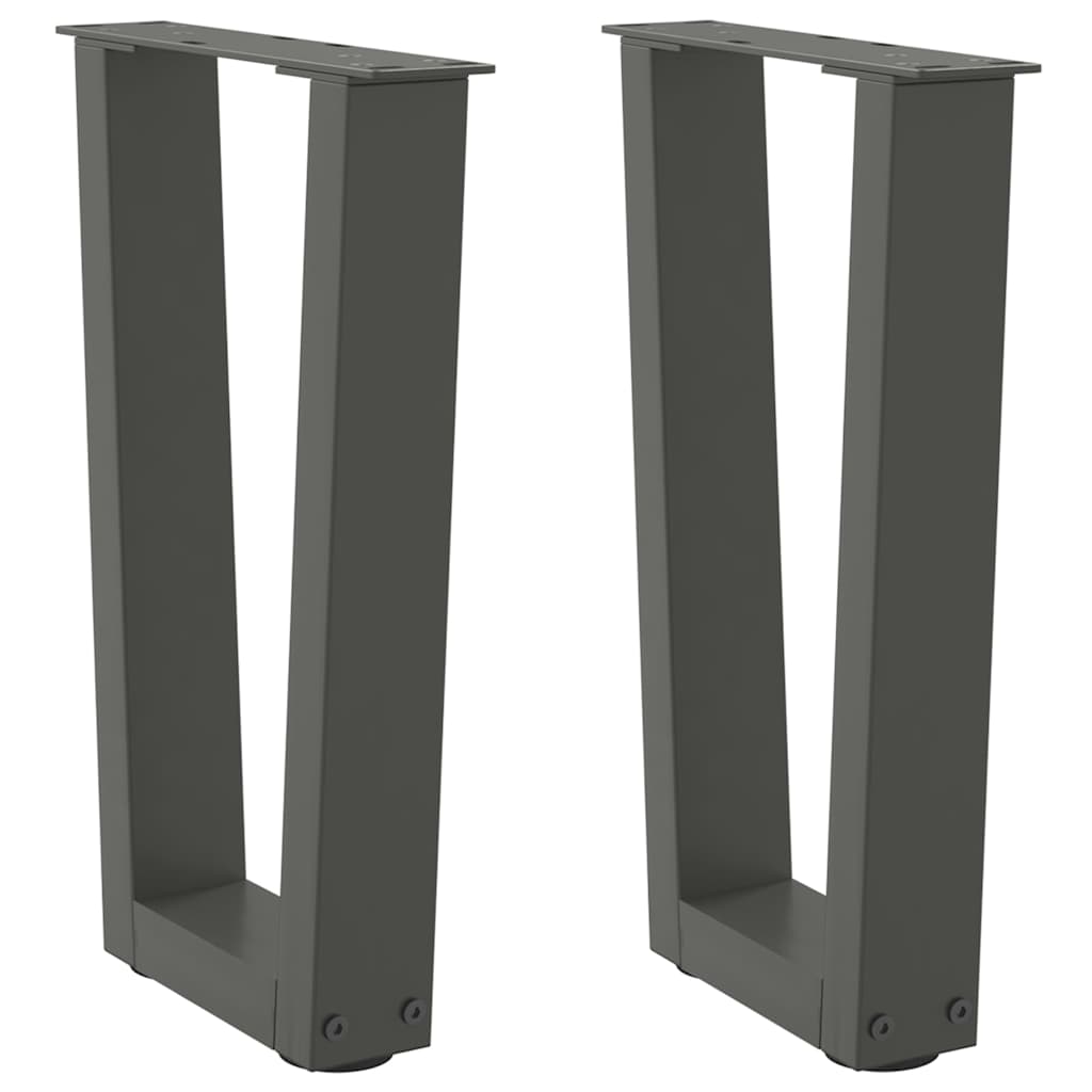 2 db antracitszürke, V-alakú acél dohányzóasztal láb 38x(42-43,3) cm