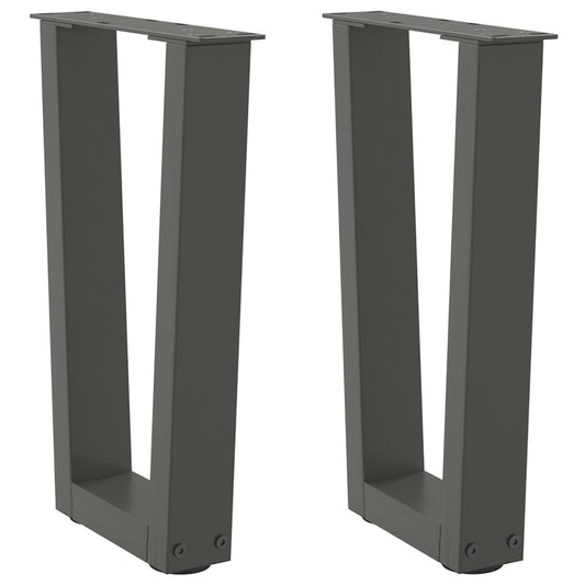 2 db antracitszürke, V-alakú acél dohányzóasztal láb 38x(42-43,3) cm