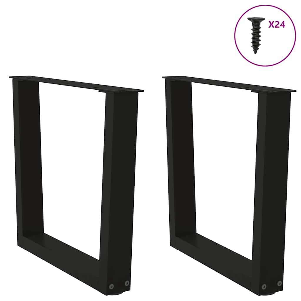 2 db fekete, V-alakú acél dohányzóasztal láb 50 x (42-43,3) cm