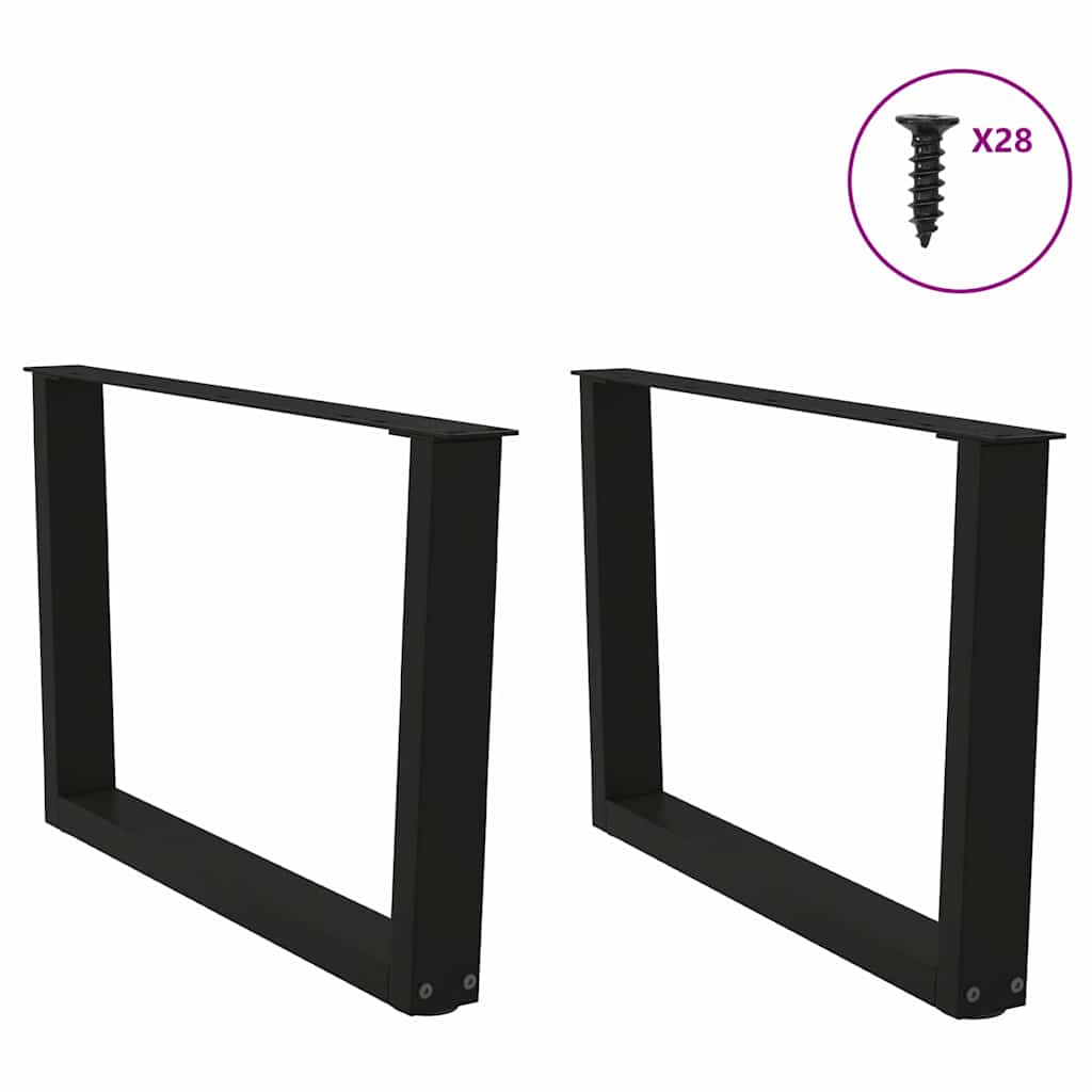 2 db fekete, V-alakú acél dohányzóasztal láb 70 x (42-43,3) cm