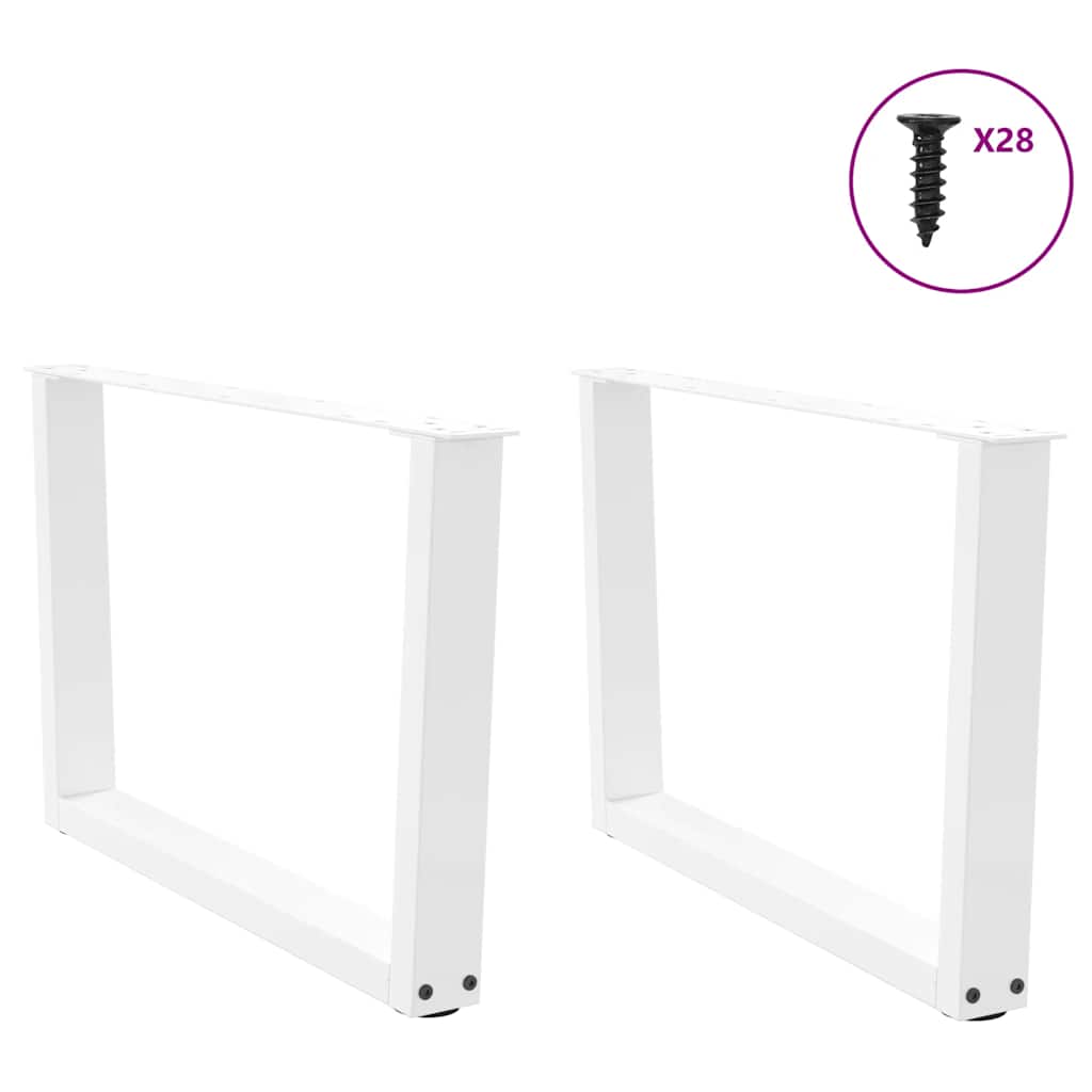 2 db fehér, V-alakú acél dohányzóasztal láb 70 x (42-43,3) cm