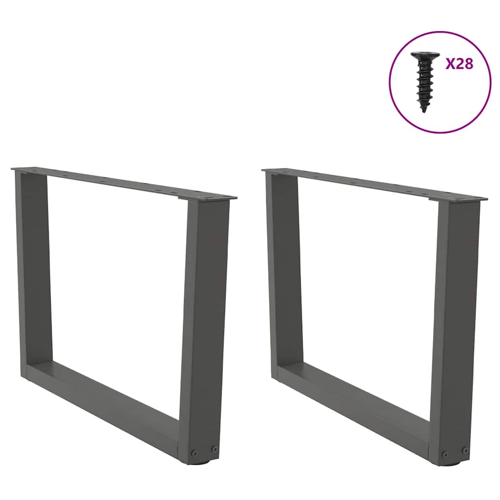 2 db antracitszürke, V-alakú acél dohányzóasztal láb 70 x (42-43,3) cm