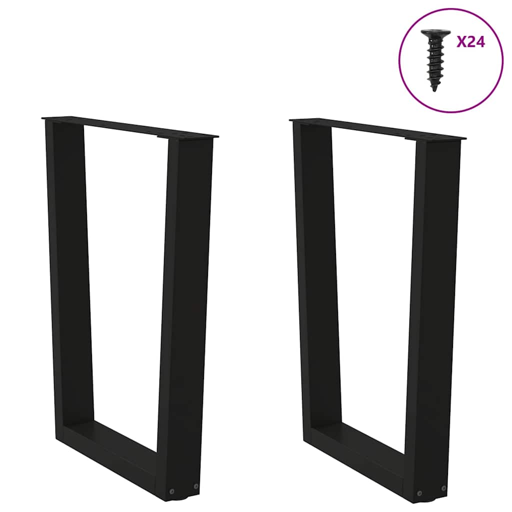 2 db fekete, V-alakú acél étkezőasztal láb 60 x (72-73,3) cm