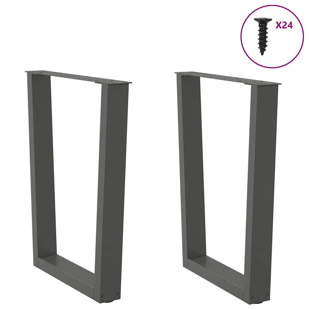 2 db antracitszürke, V-alakú acél étkezőasztalláb 70 x (72-73,3) cm