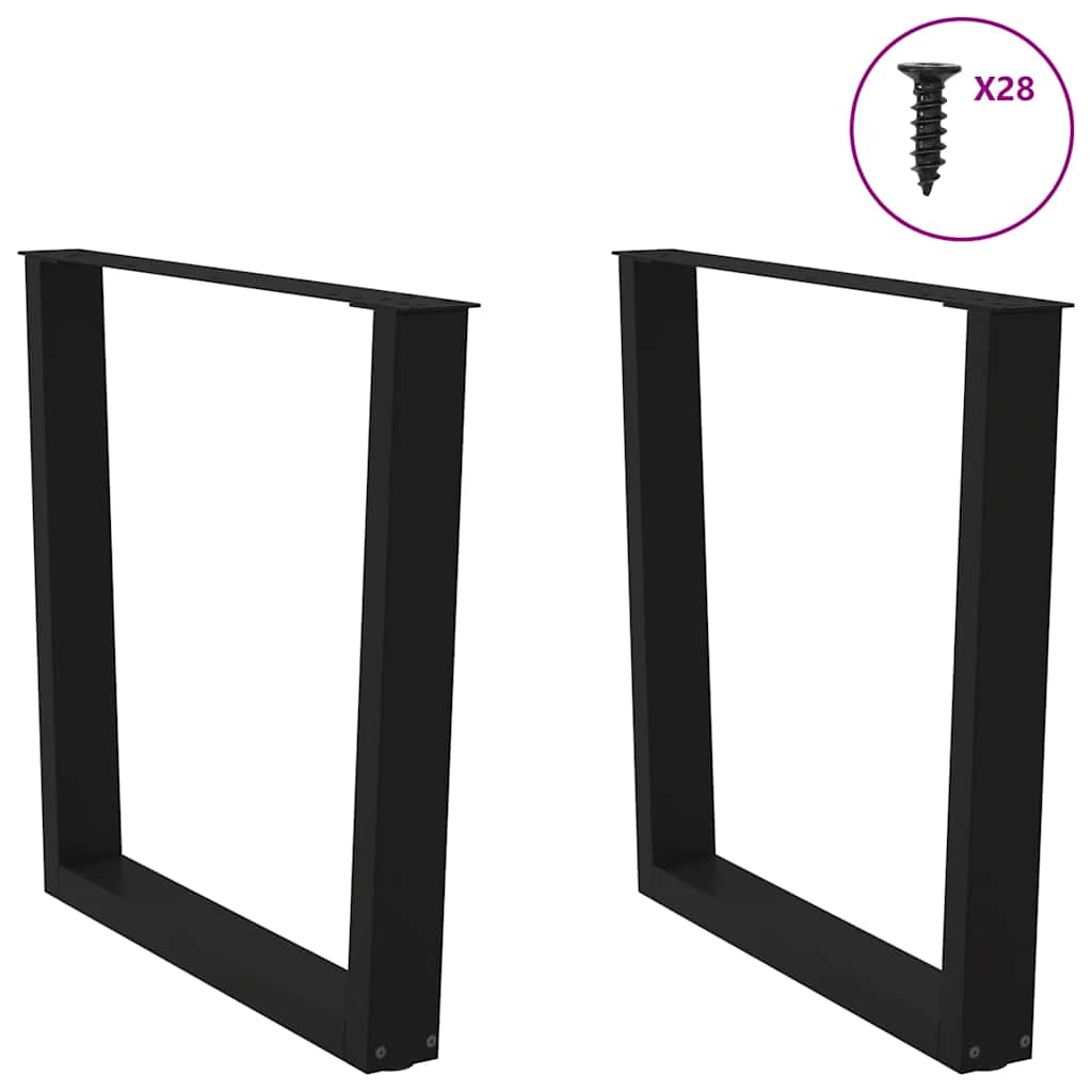 2 db fekete, V-alakú acél étkezőasztal láb 80 x (72-73,3) cm