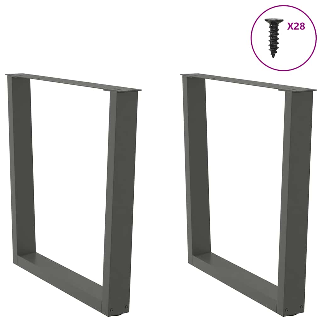2 db antracitszürke, V-alakú acél étkezőasztal láb 80 x (72-73,3) cm