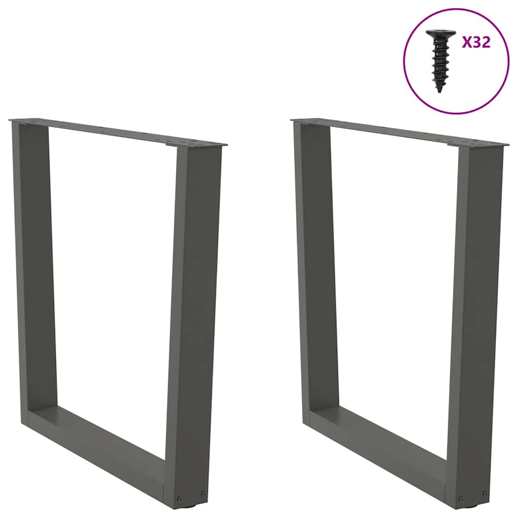 2 db antracitszürke, V-alakú acél étkezőasztal láb 90 x (72-73,3) cm