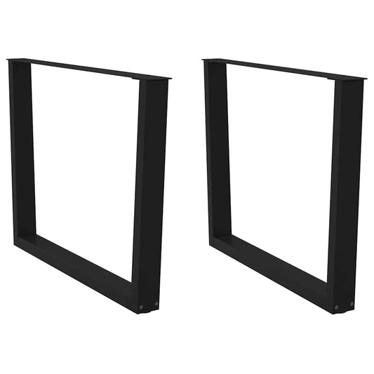 2 db V-alakú étkezőasztal láb fekete 100 x (72-73,3) cm acél étkezőasztal láb