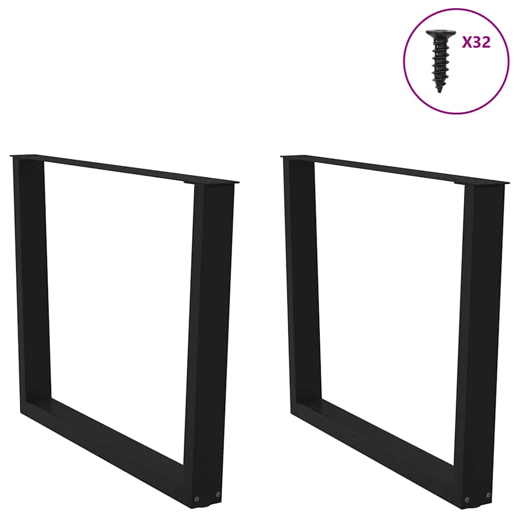 2 db V-alakú étkezőasztal láb fekete 100 x (72-73,3) cm acél étkezőasztal láb