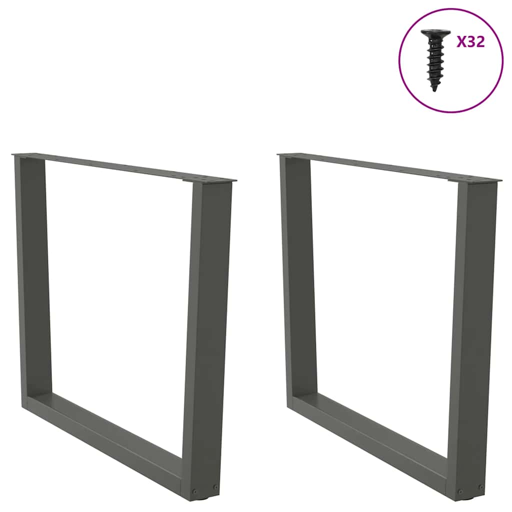 2 db antracitszürke étkezőasztal V-alakú láb 100 x (72-73,3) cm acél étkezőasztal láb