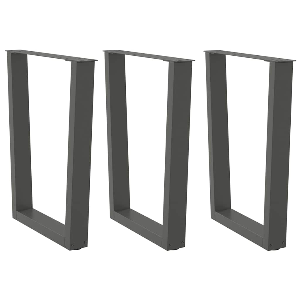 3 db antracitszürke, V-alakú acél étkezőasztalláb 70 x (72-73,3) cm