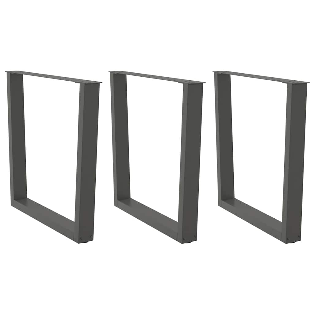 3 db antracitszürke, V-alakú acél étkezőasztalláb 80 x (72-73,3) cm