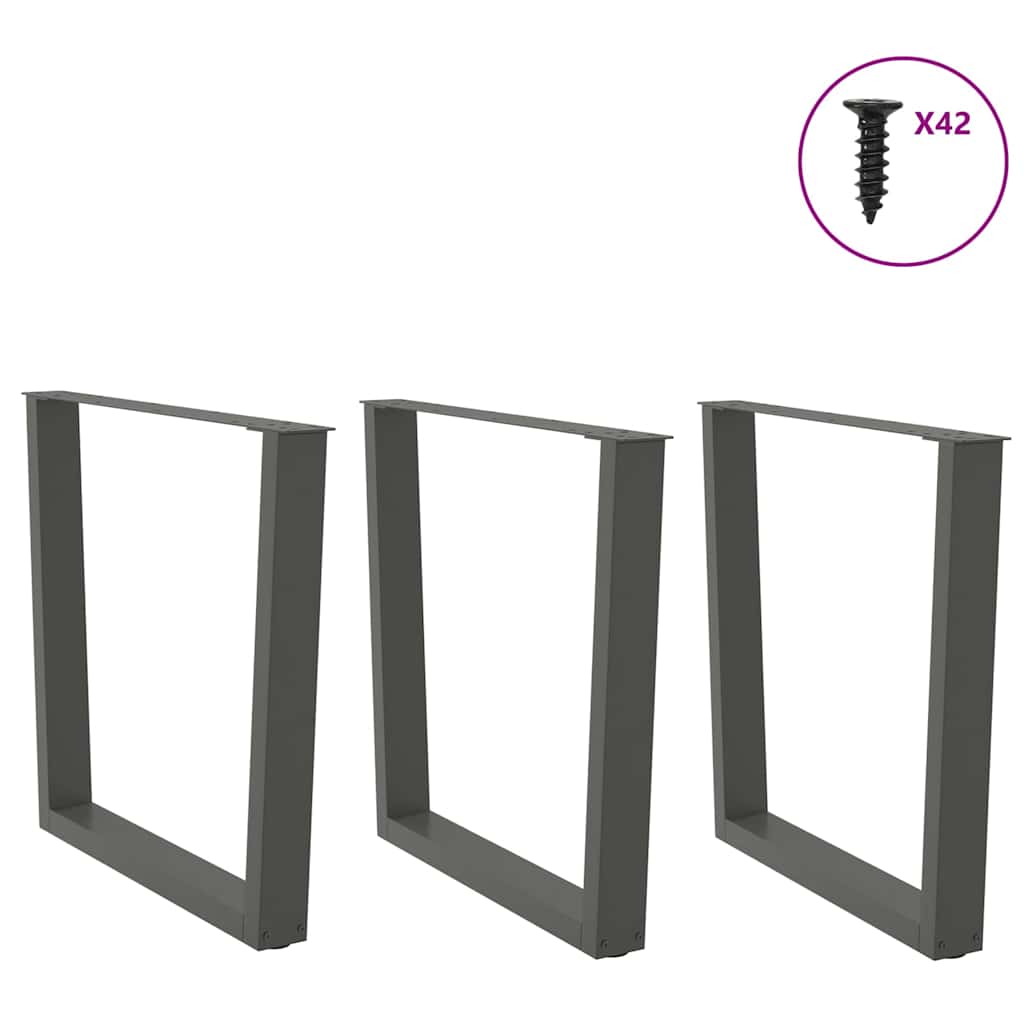 3 db antracitszürke, V-alakú acél étkezőasztalláb 80 x (72-73,3) cm