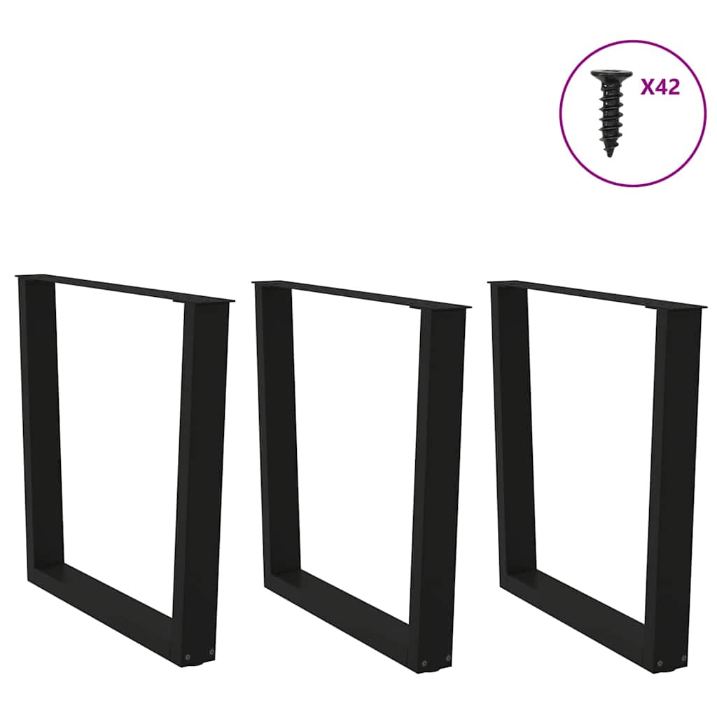 3 db fekete, V-alakú acél étkezőasztal láb 90 x (72-73,3) cm
