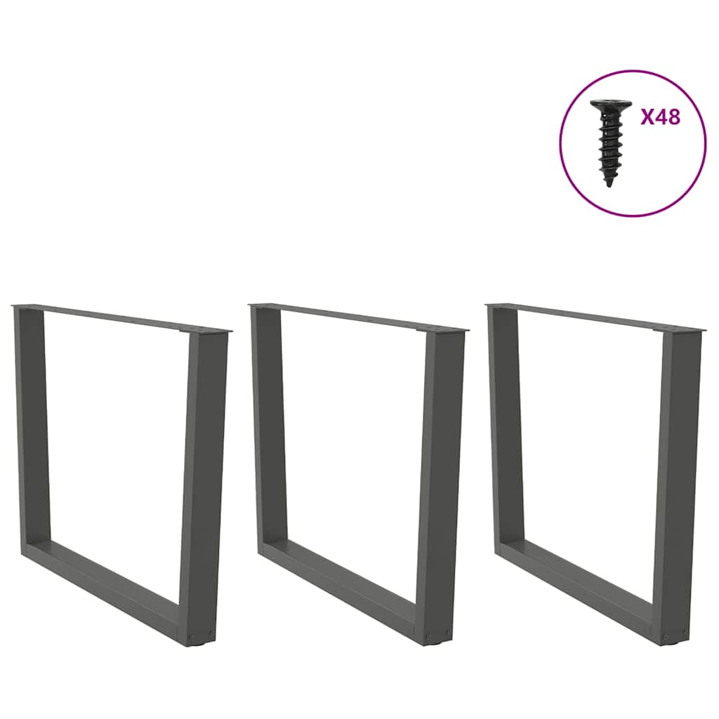 3 db antracitszürke étkezőasztal láb V-alakú 100 x (72-73,3) cm acél étkezőasztal láb