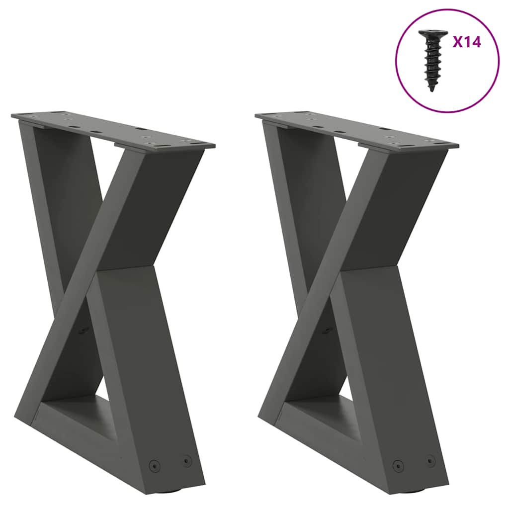2 db antracitszürke acél dohányzóasztal láb 30x(30-31,3) cm