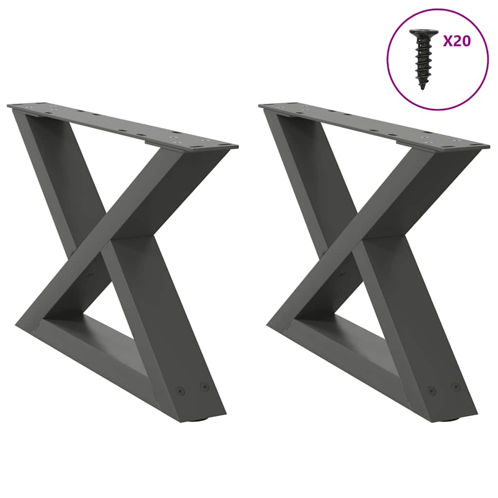 2 db antracitszürke acél dohányzóasztal láb 50 x (30-31,3) cm