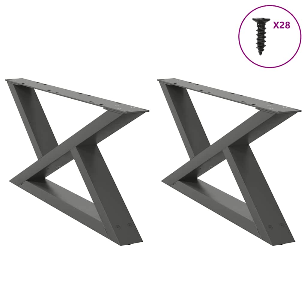 2 db antracitszürke acél dohányzóasztal láb 70 x (30-31,3) cm