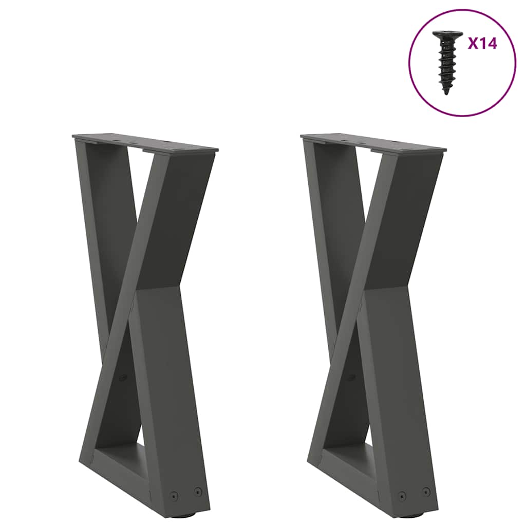2 db antracitszürke acél dohányzóasztal láb 28 x (42-43,3) cm