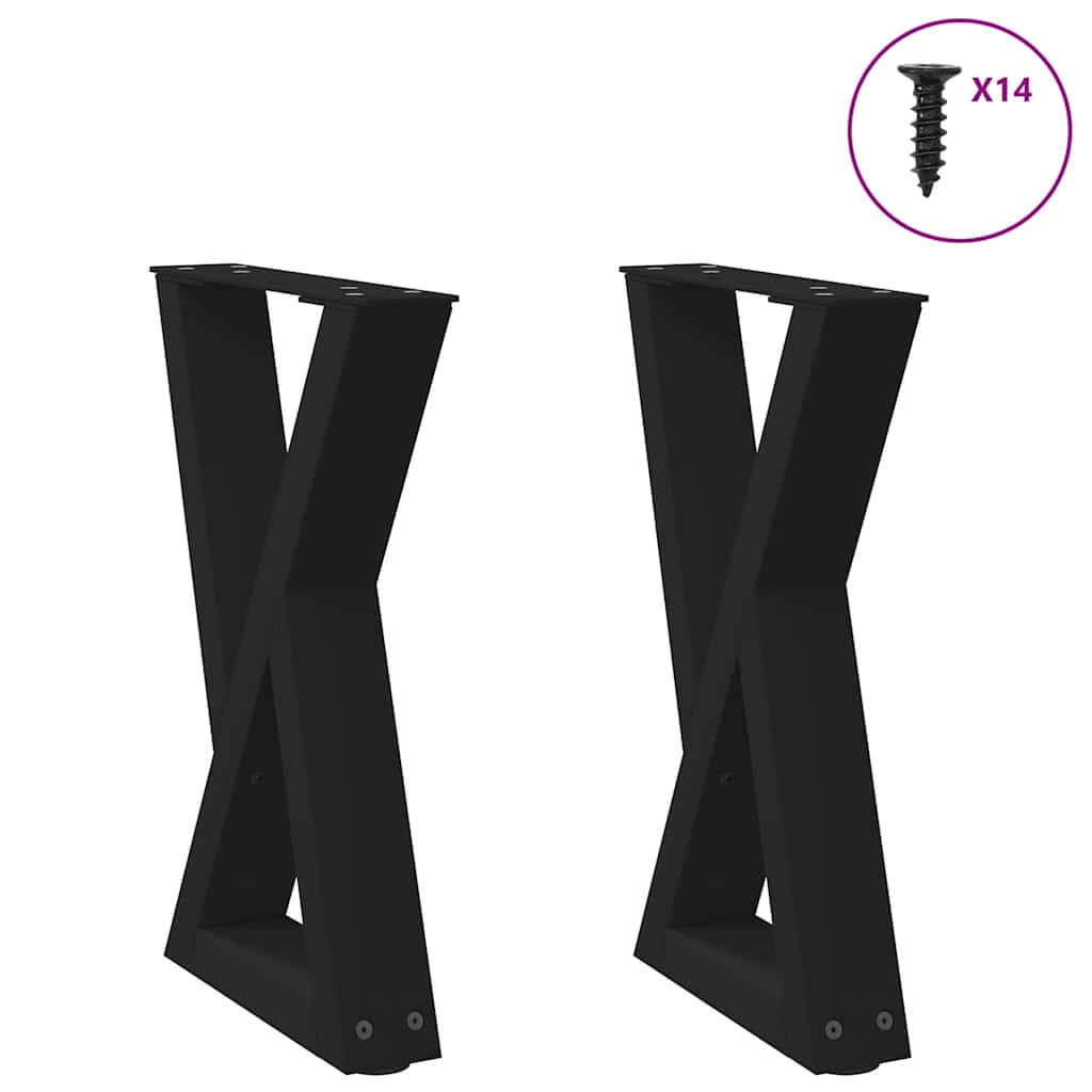 2 db fekete acél dohányzóasztal láb 38 x (42-43,3) cm