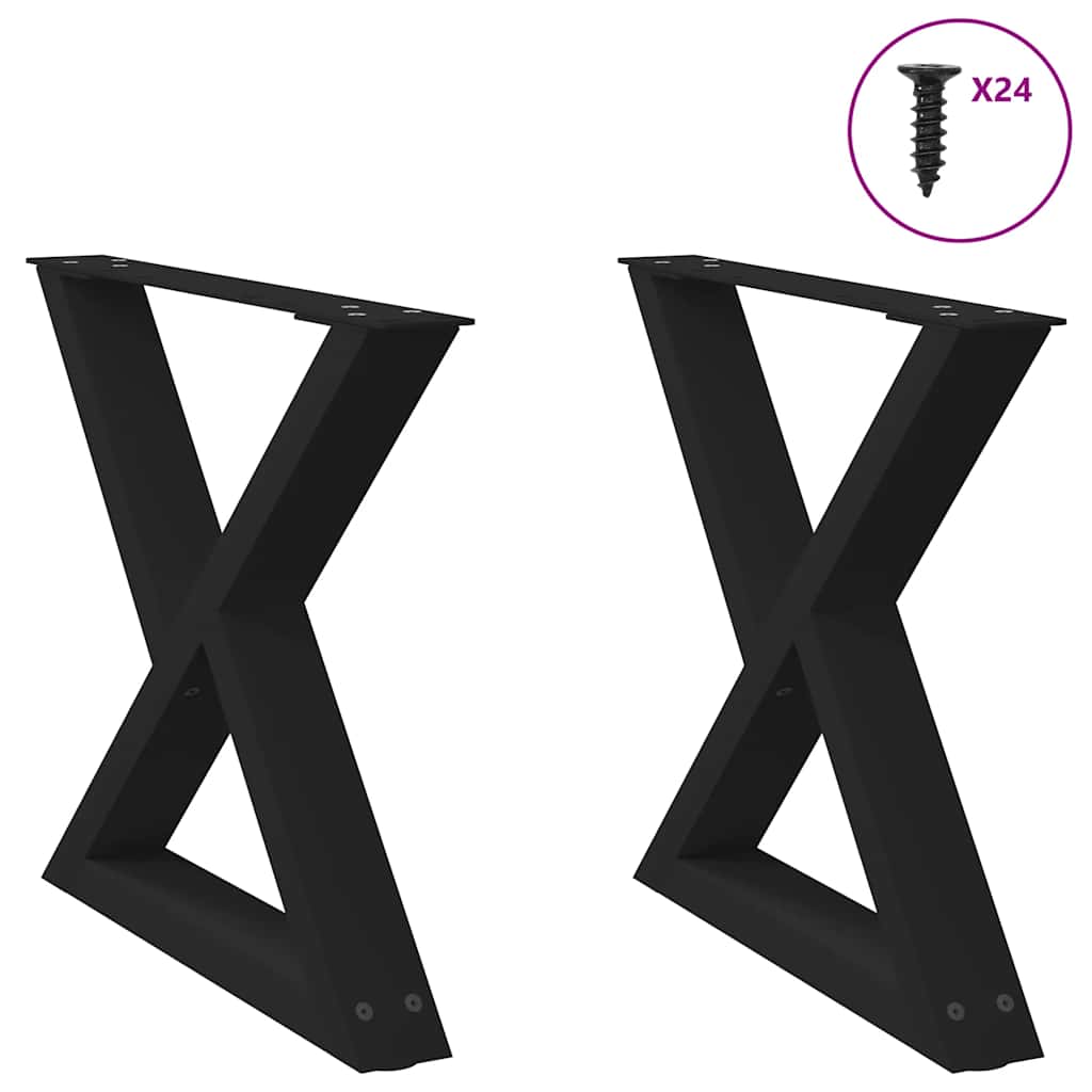 2 db fekete acél dohányzóasztal láb 50 x (42-43,3) cm