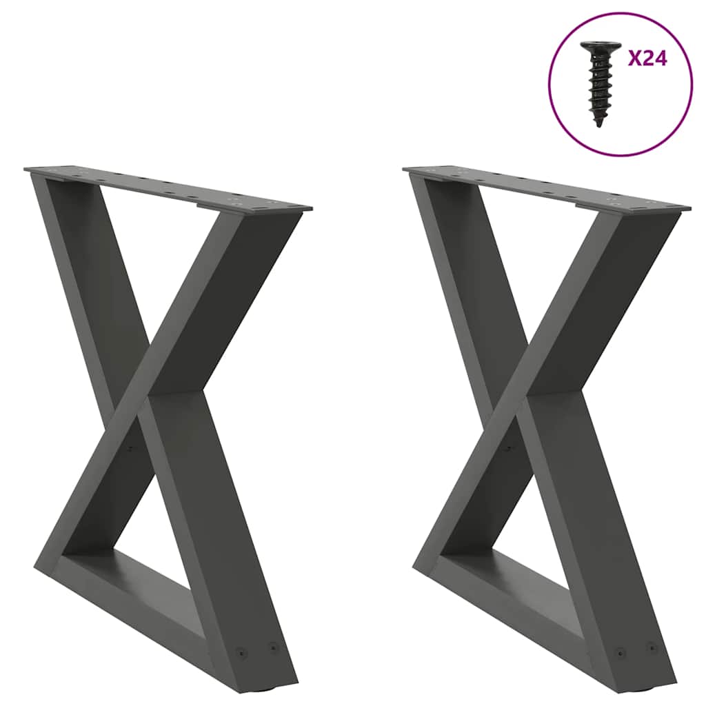 2 db antracitszürke acél dohányzóasztal láb 60 x (42-43,3) cm