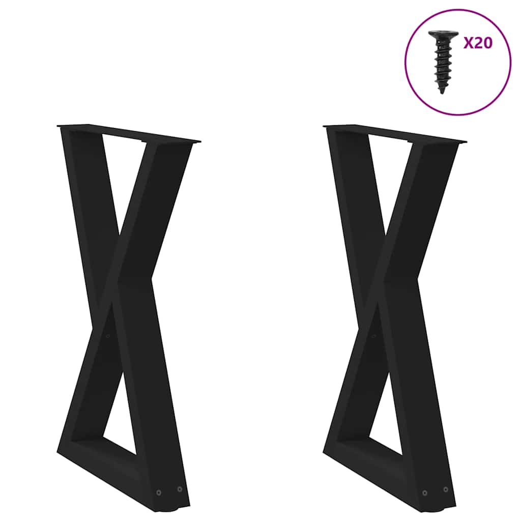 2 db fekete acél étkezőasztal láb 50 x (72-73,3) cm