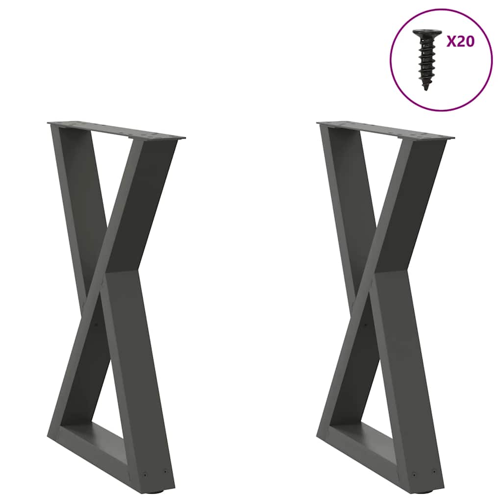 2 db antracitszürke acél étkezőasztalláb 50x(72-73,3) cm