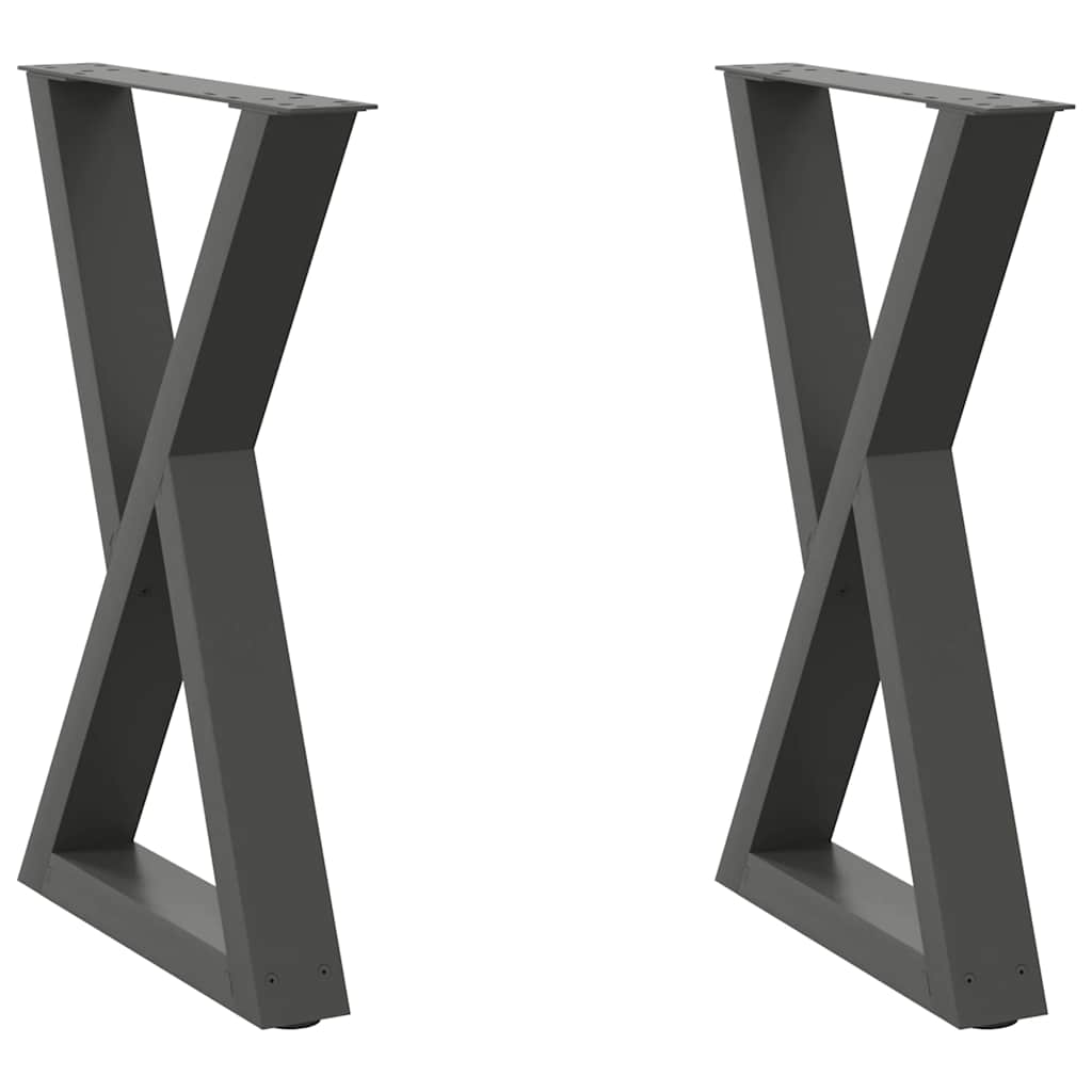 2 db antracitszürke acél étkezőasztalláb 50x(72-73,3) cm