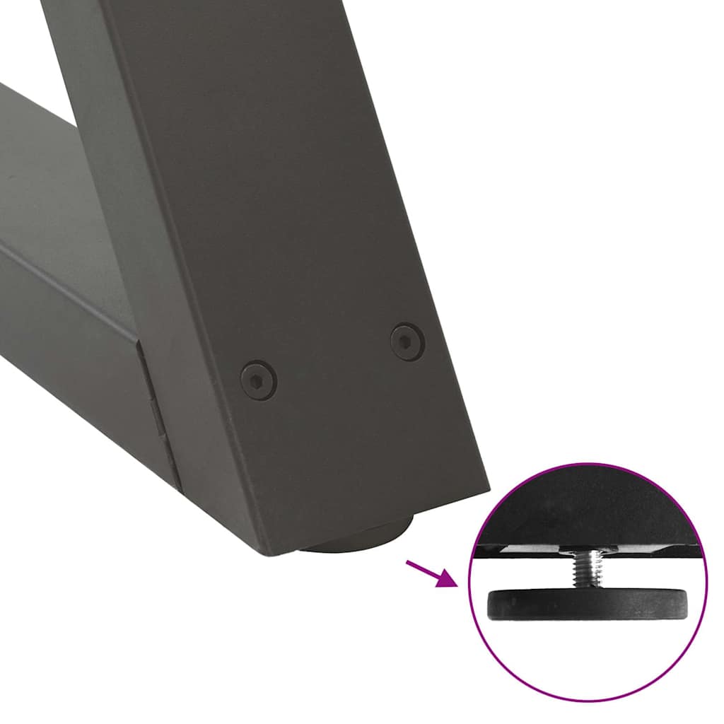 2 db antracitszürke acél étkezőasztalláb 50x(72-73,3) cm