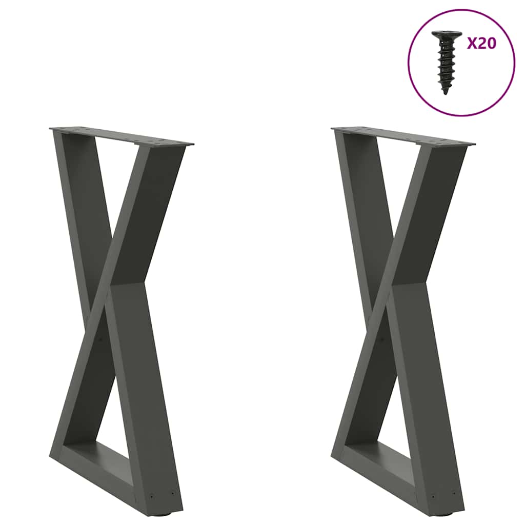 2 db antracitszürke acél étkezőasztalláb 60x(72-73,3) cm