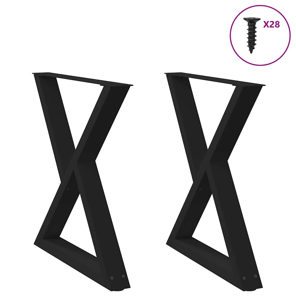 2 db fekete acél étkezőasztal láb 70 x (72-73,3) cm