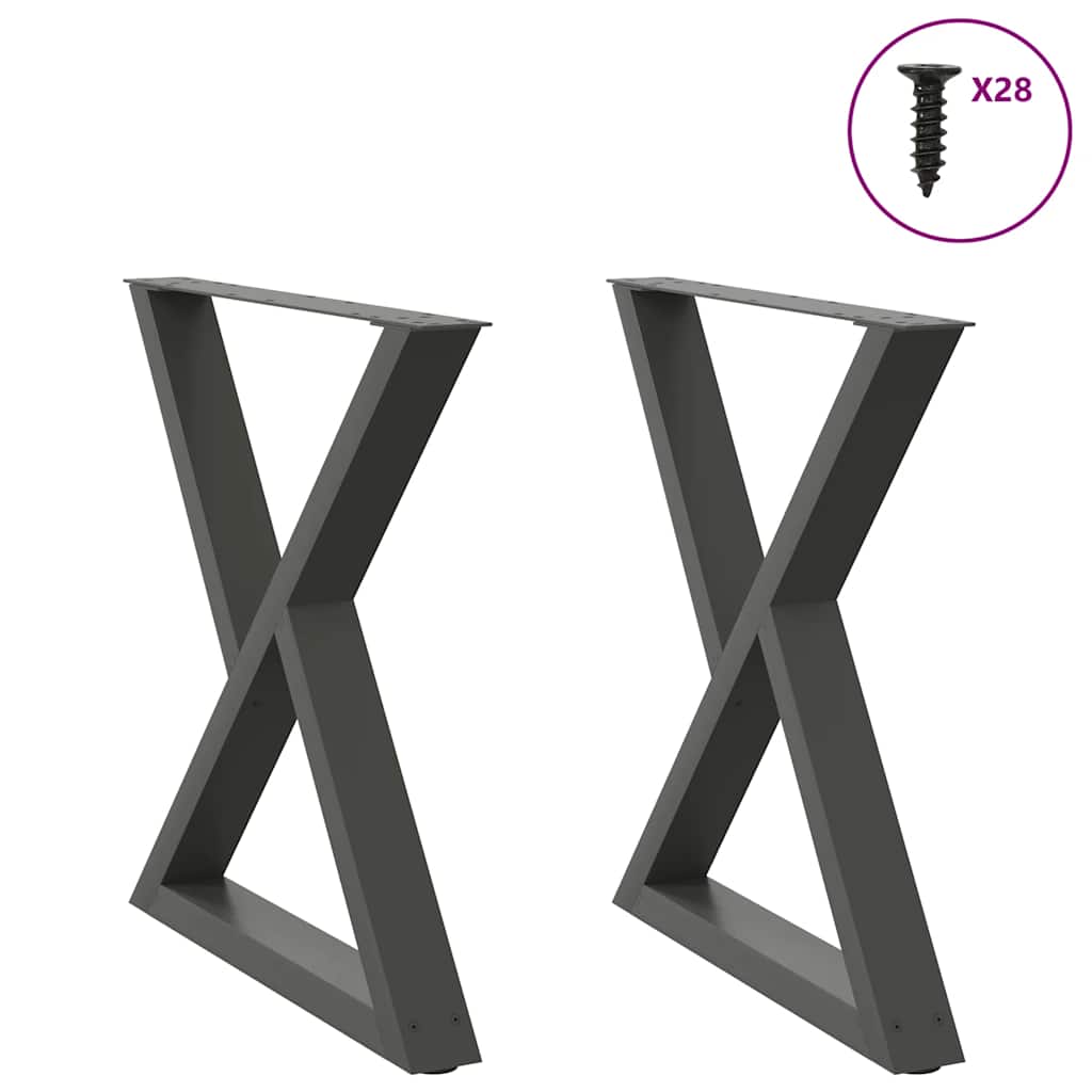 2 db antracitszürke acél étkezőasztalláb 70x(72-73,3) cm