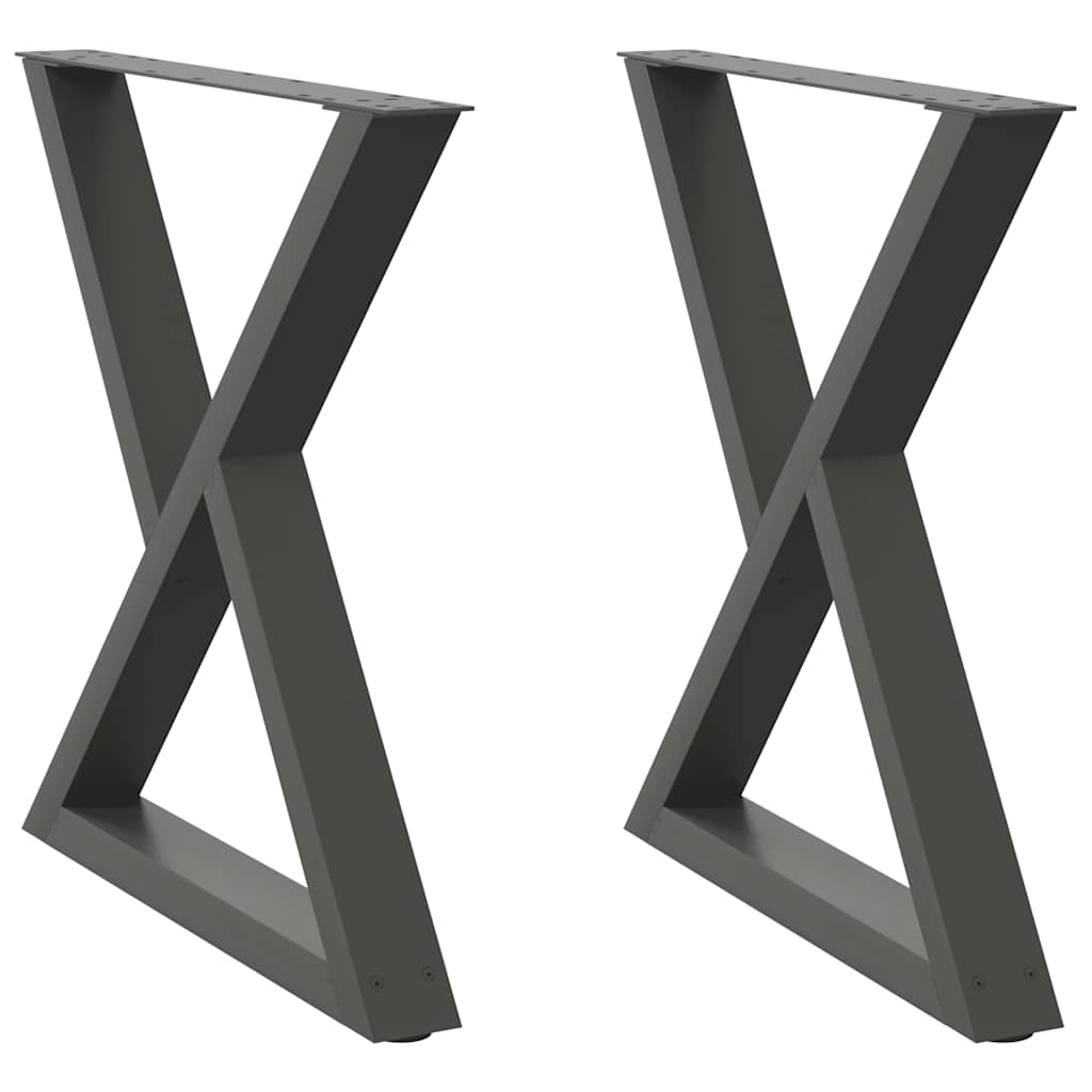 2 db antracitszürke acél étkezőasztalláb 70x(72-73,3) cm