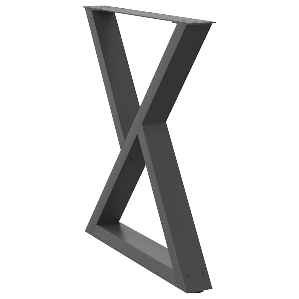 2 db antracitszürke acél étkezőasztalláb 70x(72-73,3) cm