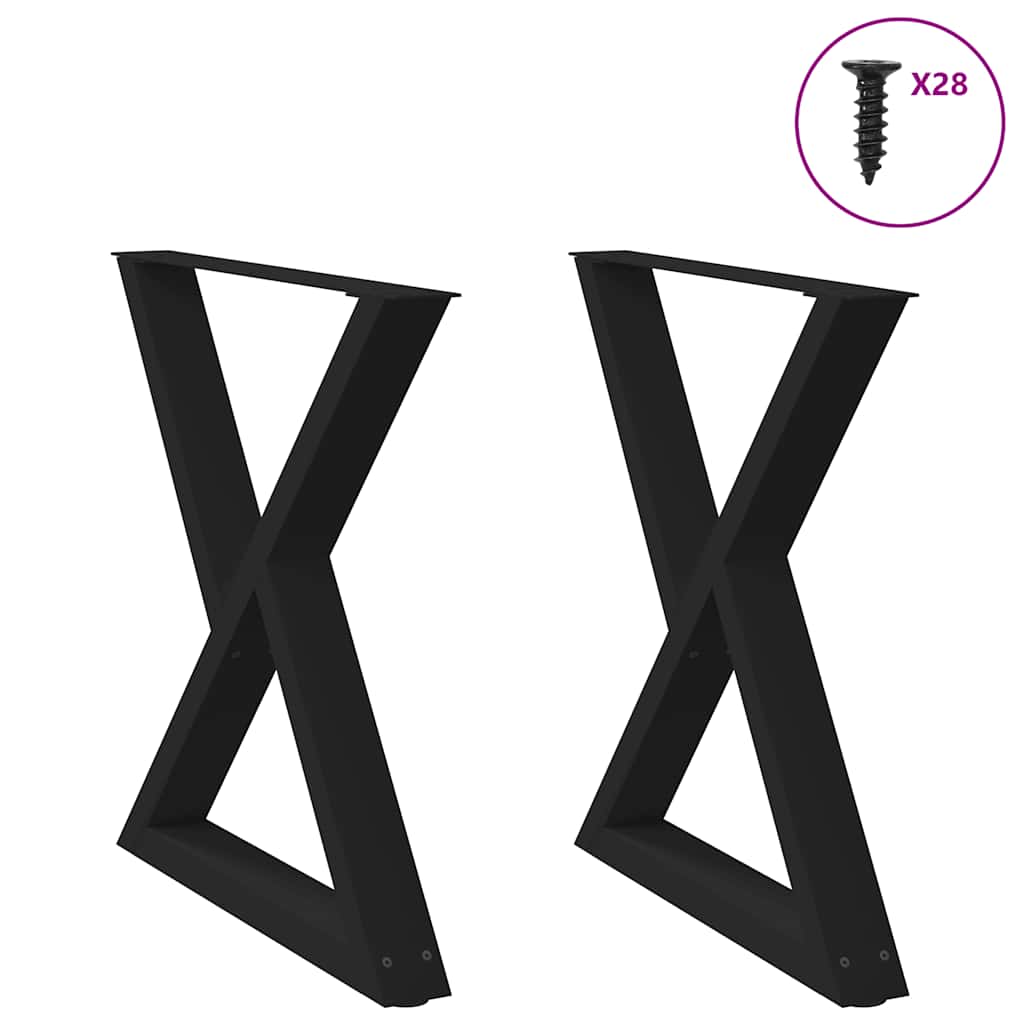 2 db fekete acél étkezőasztal láb 80 x (72-73,3) cm
