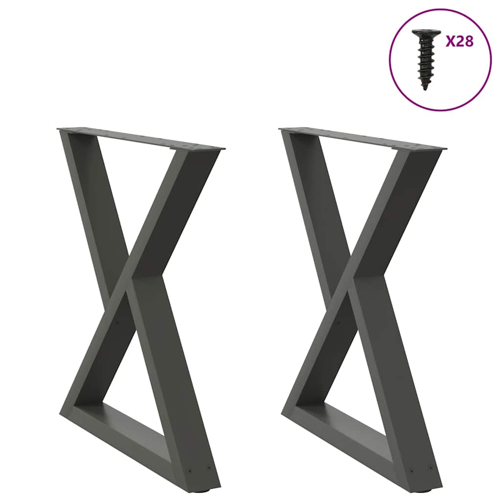 2 db antracitszürke acél étkezőasztalláb 80x(72-73,3) cm