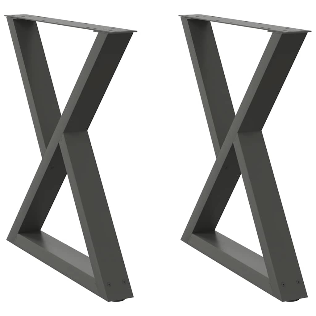 2 db antracitszürke acél étkezőasztalláb 80x(72-73,3) cm