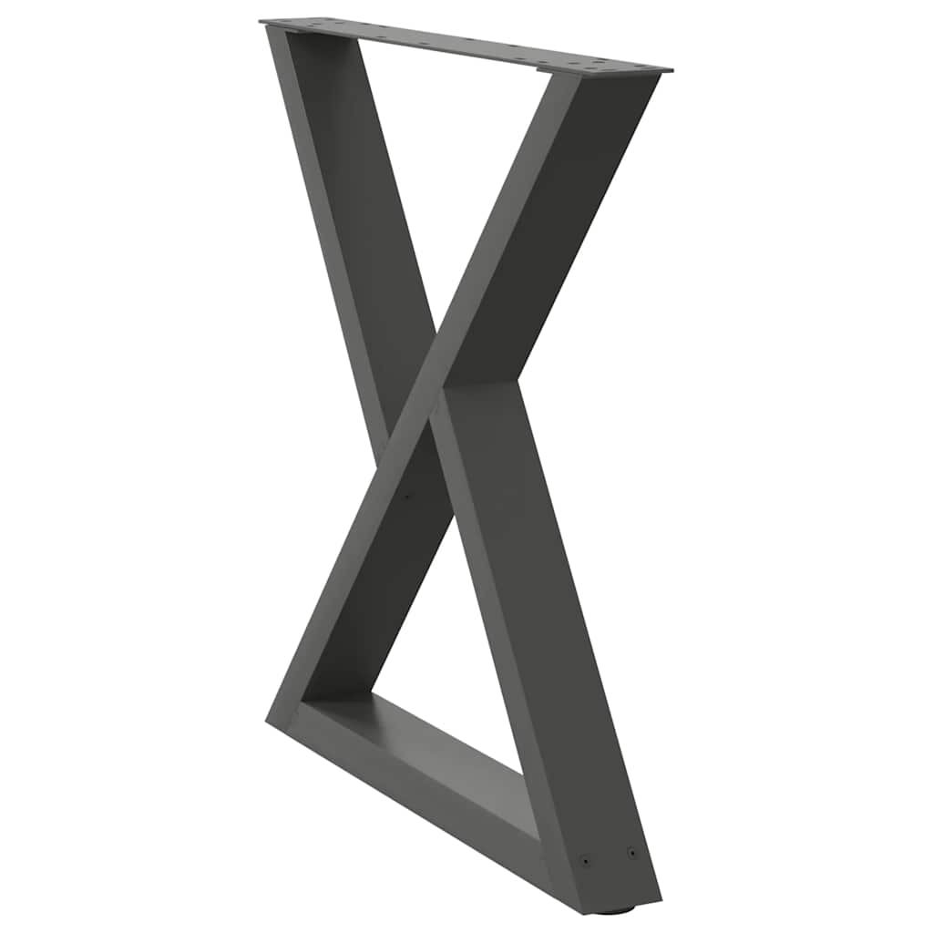 2 db antracitszürke acél étkezőasztalláb 80x(72-73,3) cm