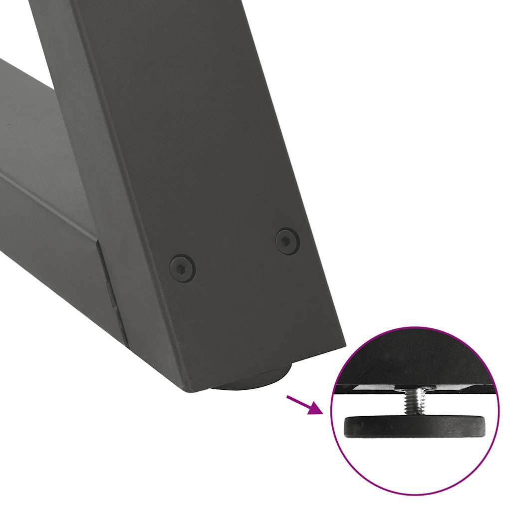 2 db antracitszürke acél étkezőasztalláb 80x(72-73,3) cm